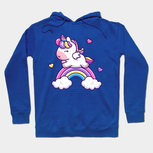 Cute Unicorn With Rainbow Cartoon Hoodie by Catalyst Labs